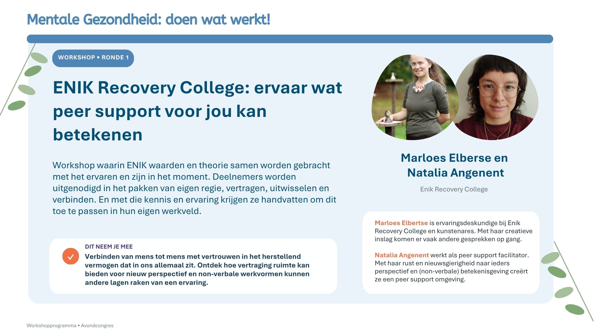 Workshop ENIk Recovery College